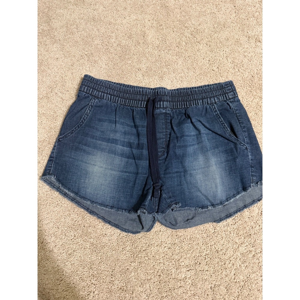 Signature by Levi Strauss &Co Womens Blue Denim Pull On Drawstring Shorts Size M